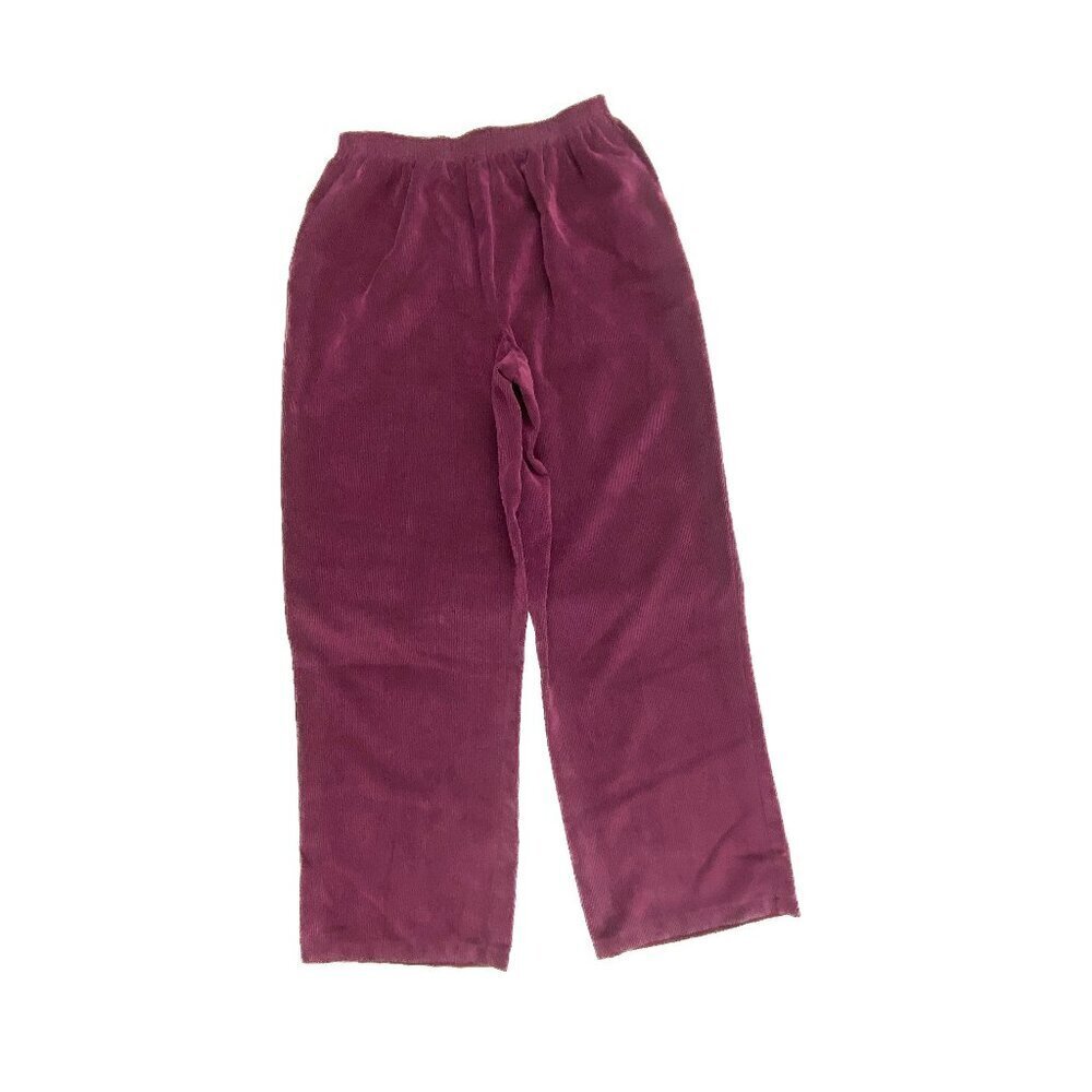 Alfred Dunner Pull On Elastic Waist Straight Women's size 14 Dark Purple Pants